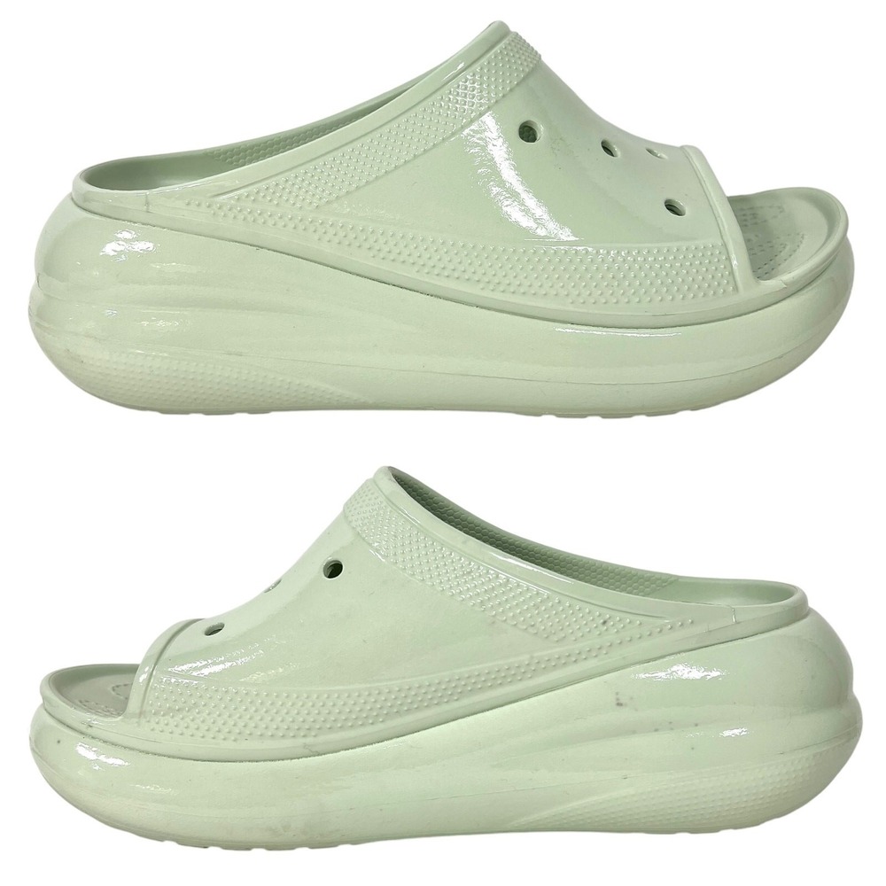 Crocs Crush Platform‎ Slides Sandals High Shine Light Green W11/M9 Chunky Shoes